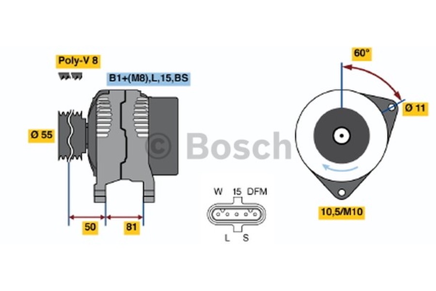 Alternador - Bosch - 0124555005 - Unitário