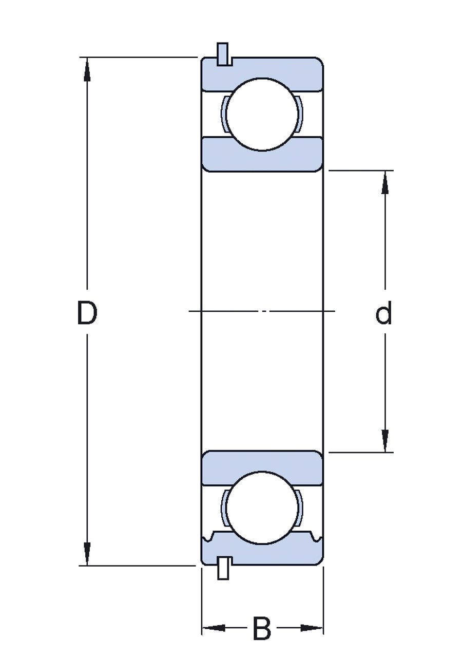 Rolamento rígido de esferas. ranhura para anel de retenção no anel externo com o anel de retenção - SKF - 6209-ZNR - Unitário