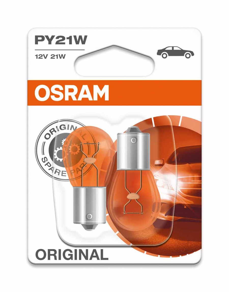 10 Lâmpadas PY21W 12 V 21 W 1 Polo Pino Y Âmbar - Osram - 7507 - Unitário