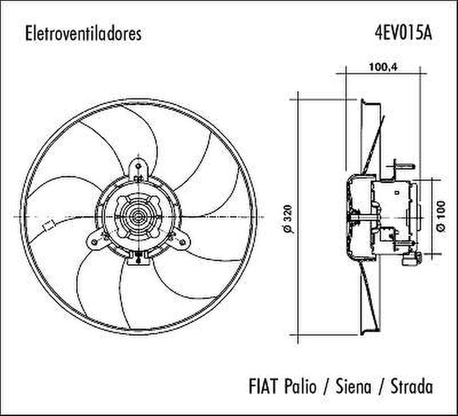 Eletroventilador para Fiat Palio / Siena com Ar Condicionado - 120 W - Valeo - 4EV015A - Unitário