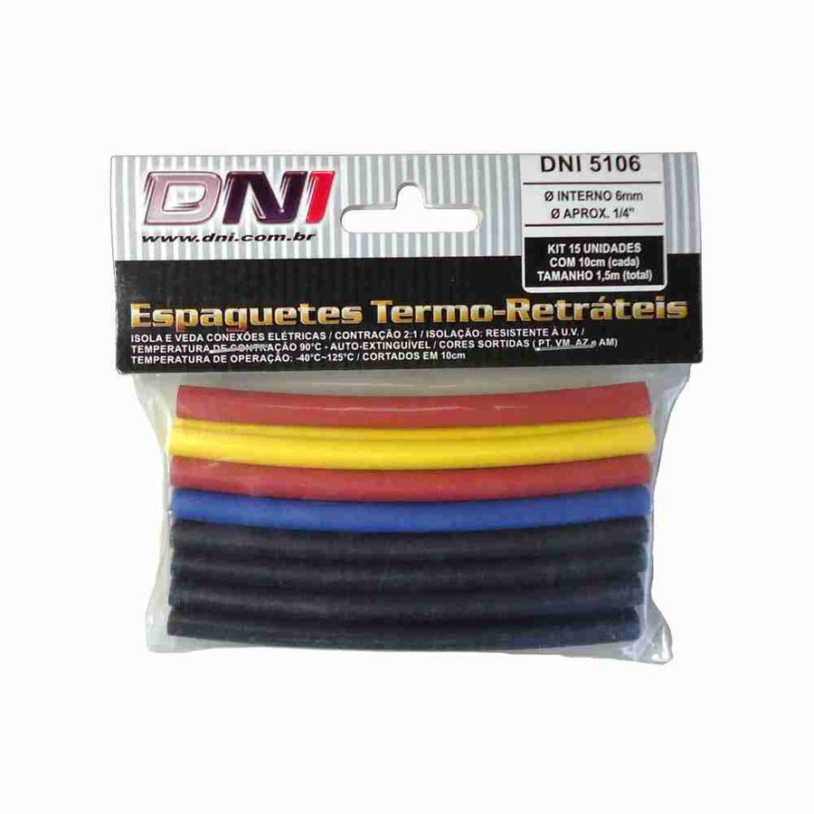 Espaguete Termo-Retrátil Ø6mm Contração 2:1 Kit com 10 - DNI - DNI 5106 - Unitário