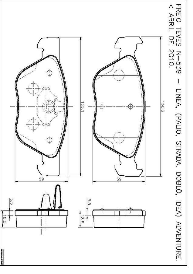 Pastilha de Freio Dianteira - Cobreq - N-539 - Jogo