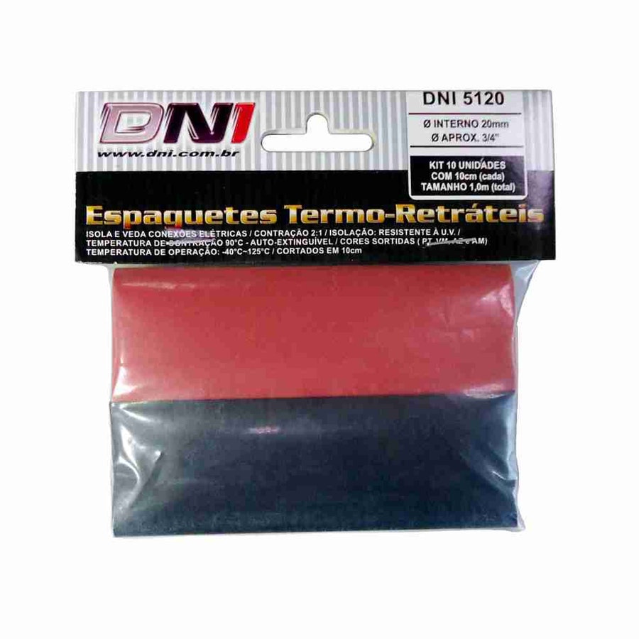 Espaguete Termo-Retrátil Ø20mm Contração 2:1 Kit com 10 - DNI - DNI 5120 - Unitário