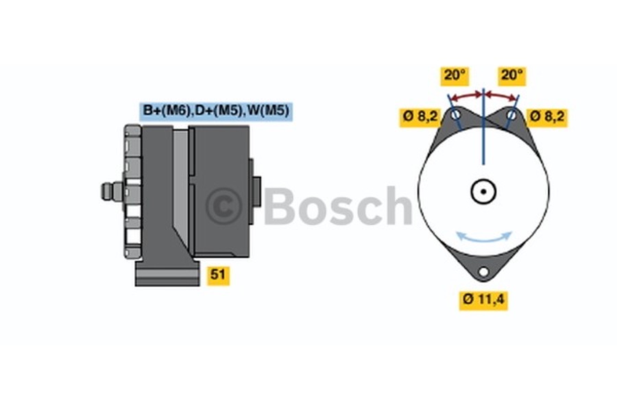 Alternador  K1  28V  45A - Bosch - 9120080114 - Unitário