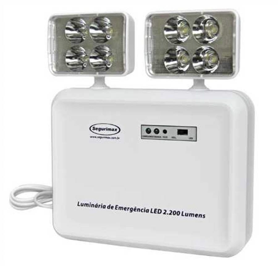 Luminária Emergência 2x24Leds 2200 Lumens Bivolt - Segurimax - 24080 - Unitário