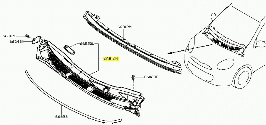 Grade - Original Nissan - 668621HB1A - Unitário