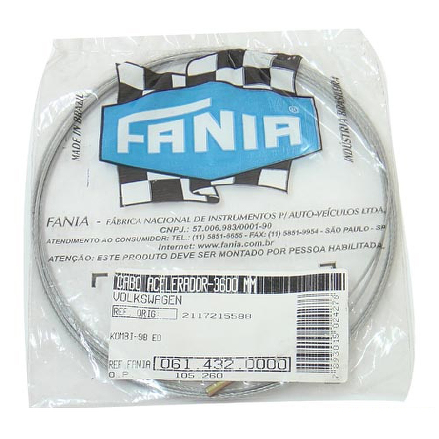 Cabo do Acelerador - Fania - 61-432 - Unitário