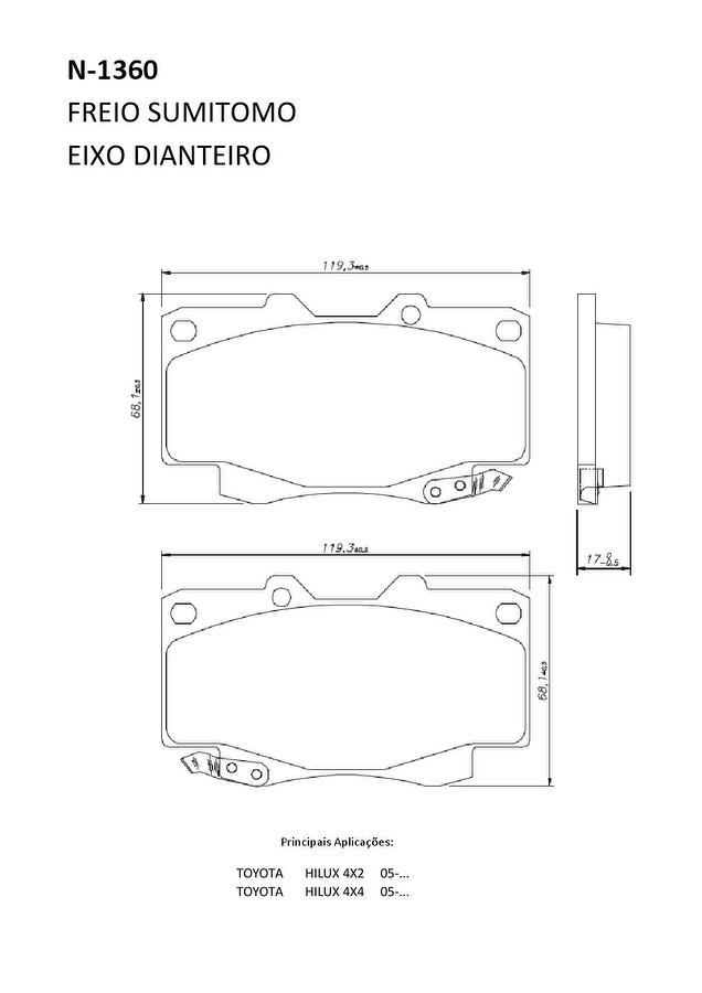 Pastilha de Freio Dianteira - Cobreq - N-1360 - Jogo