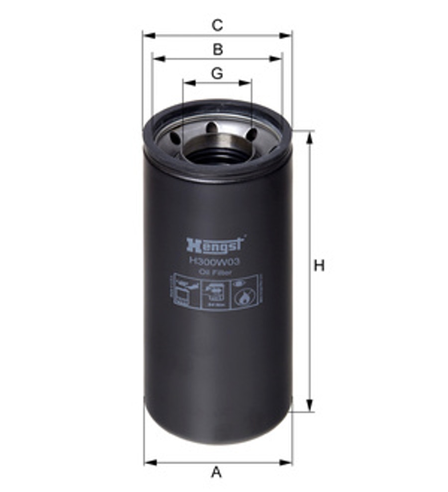 Filtro de Óleo - Hengst - H300W03 - Unitário