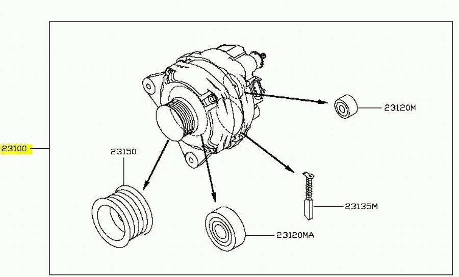 Alternador - Original Nissan - 231001HK1A - Unitário