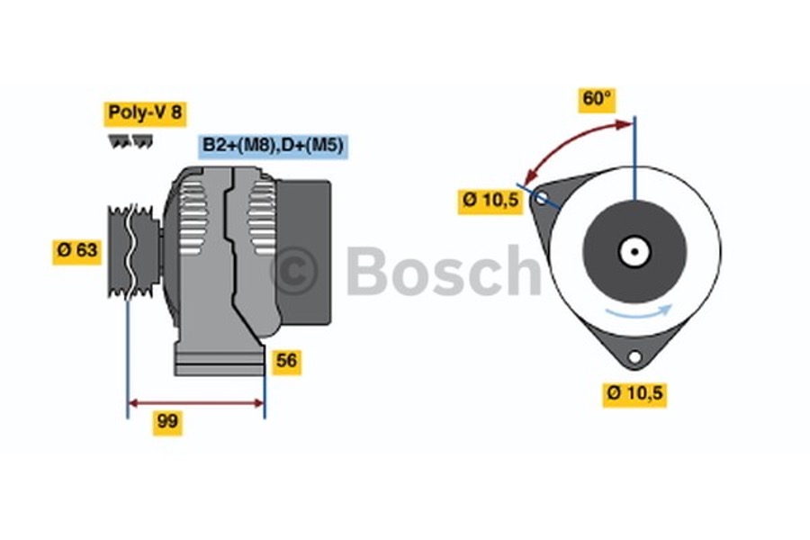ALTERNADOR NCB2 14V 150A - Bosch - 0124615029 - Unitário