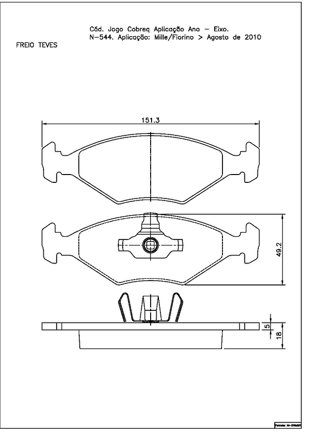 Pastilha de Freio Dianteira - Cobreq - N-544 - Jogo