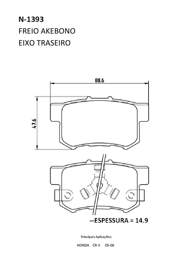 Pastilha de Freio Traseira - Cobreq - N-1393 - Jogo