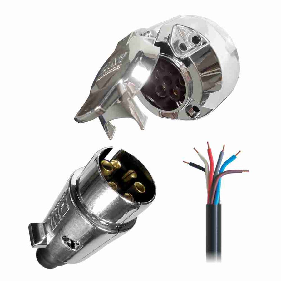 Kit Cabo Pp 6 Vias 1mm 2+Conjunto Tomada Engate Macho+Fêmea Redonda 6 Polos Polarizada - DNI - DNI 8369 - Unitário