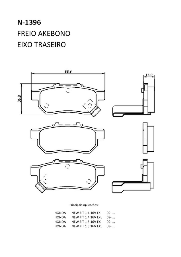 Pastilha de Freio Traseira - Cobreq - N-1396 - Jogo