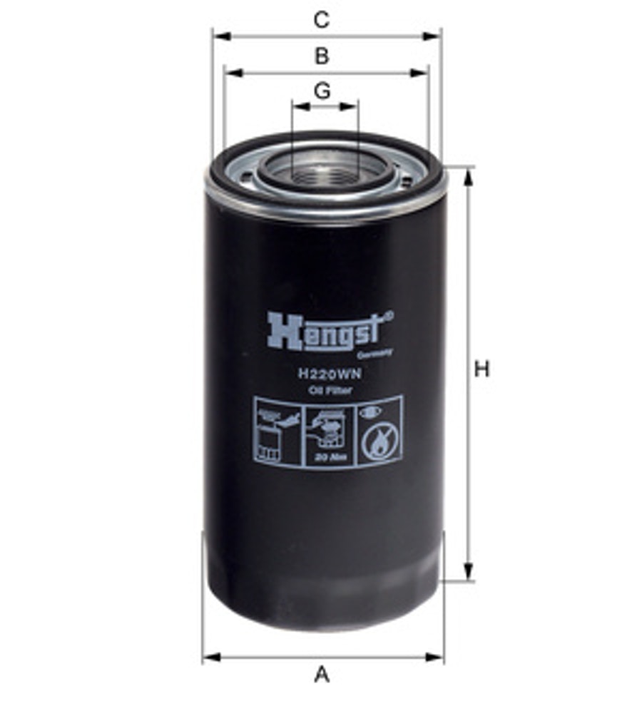 Filtro de Óleo - Hengst - H220WN - Unitário