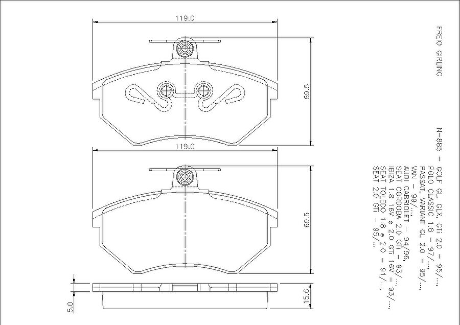 Pastilha de Freio Dianteira - Cobreq - N-885 - Jogo