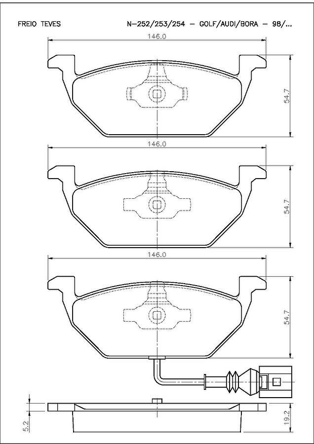 Pastilha de Freio Dianteira - Cobreq - N-254 - Jogo