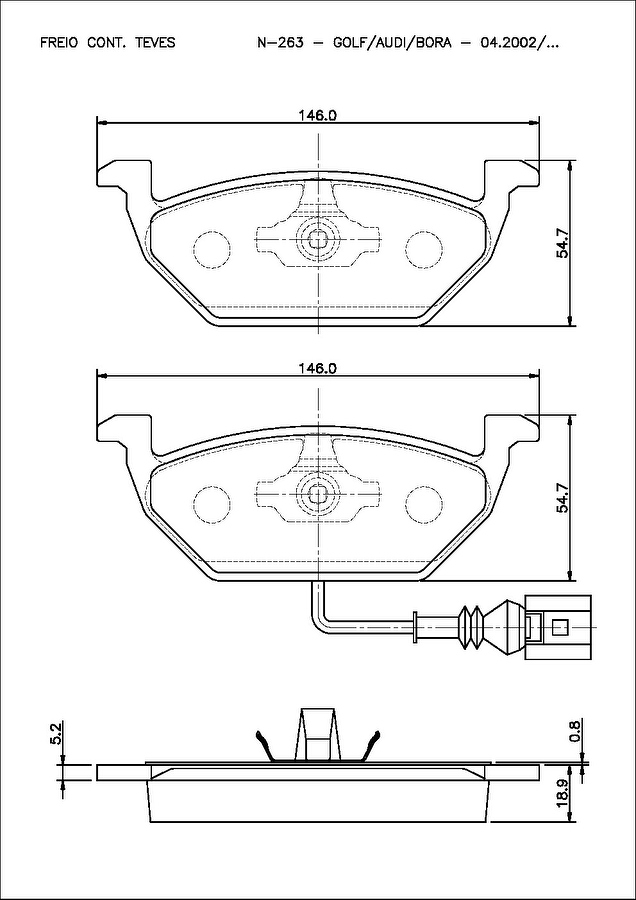 Pastilha de Freio Dianteira - Cobreq - N-263 - Jogo
