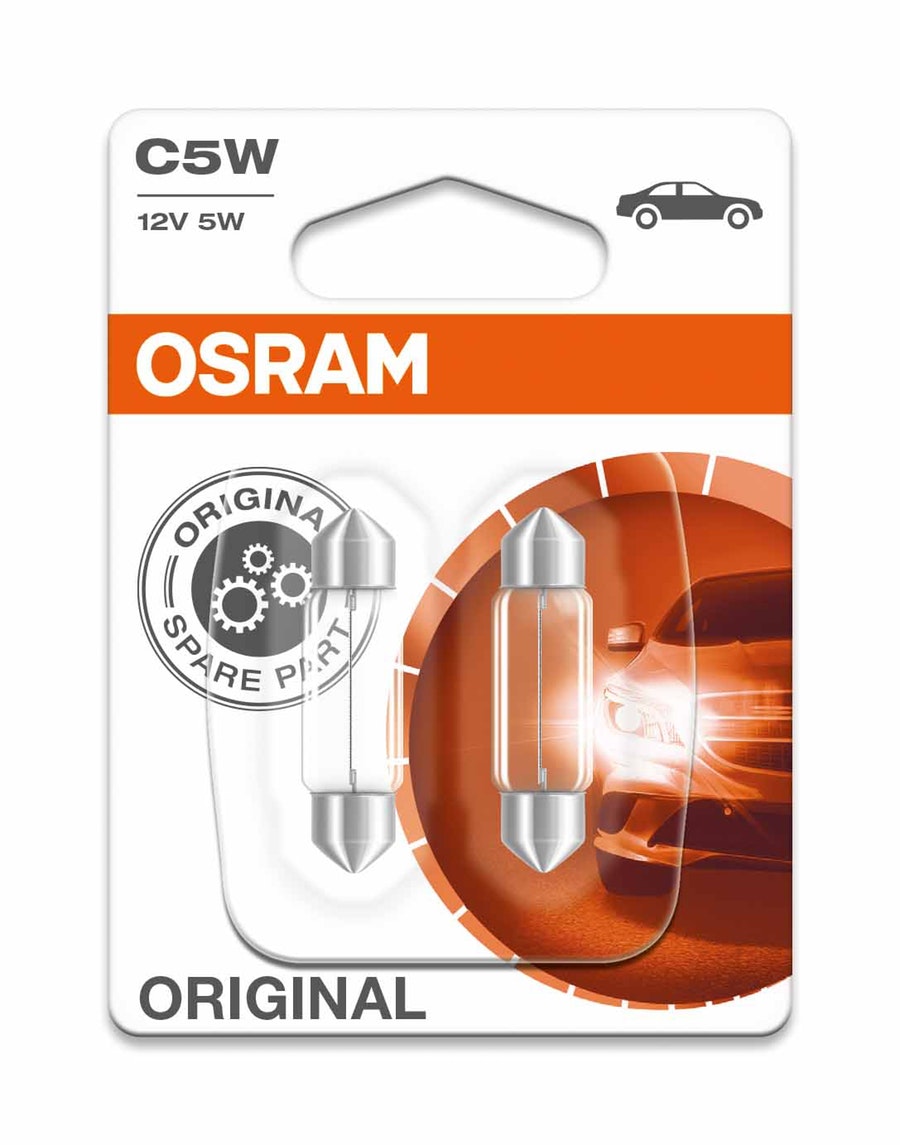 10 Lâmpadas Torpedo C5W 12 V / 5 W - 36 mm - Osram - 6418 - Unitário