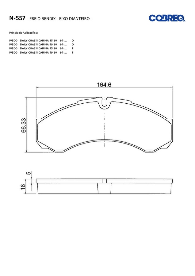 Pastilha de Freio Dianteira - Cobreq - N-557 - Jogo