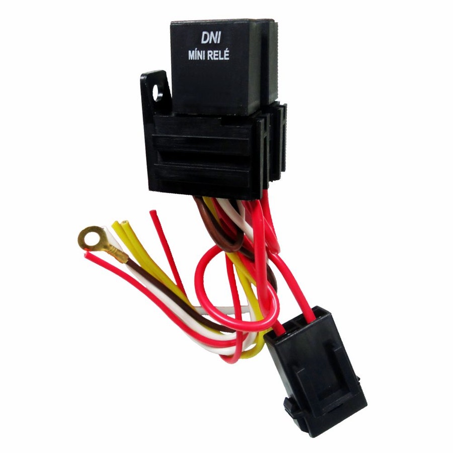 2 Míni Relés Reversores com Soquete Fusível 12V 40/30A 5 Terminais - Modular - DNI - DNI 7539 - Unitário