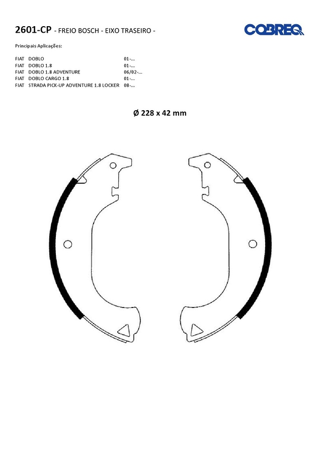 Jogo de Sapatas de Freio - Cobreq - 2601CP - Par