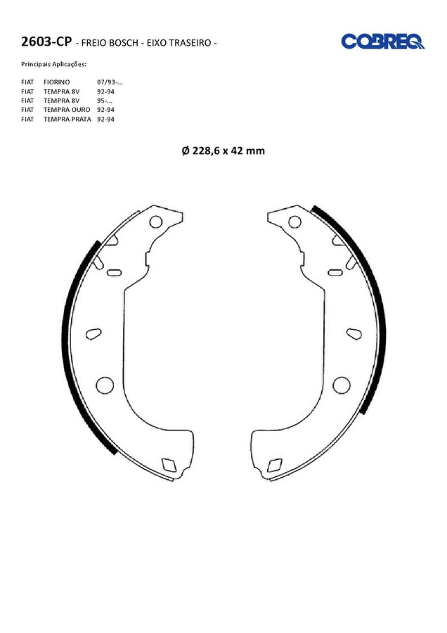 Jogo de Sapatas de Freio - Cobreq - 2603CP - Par