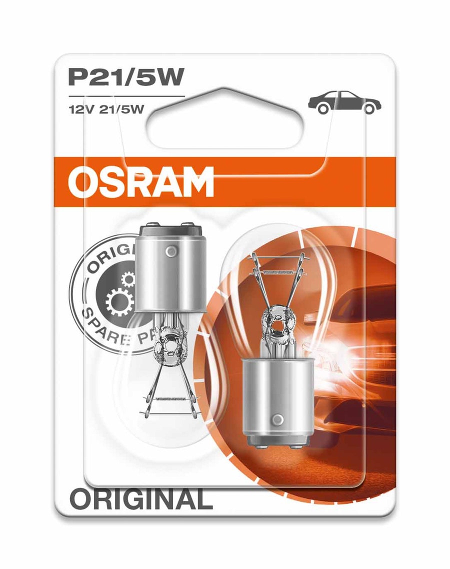 10 Lâmpadas P21 / 5 W 12 V 2 Polos Desencontrados - Osram - 7528 - Unitário