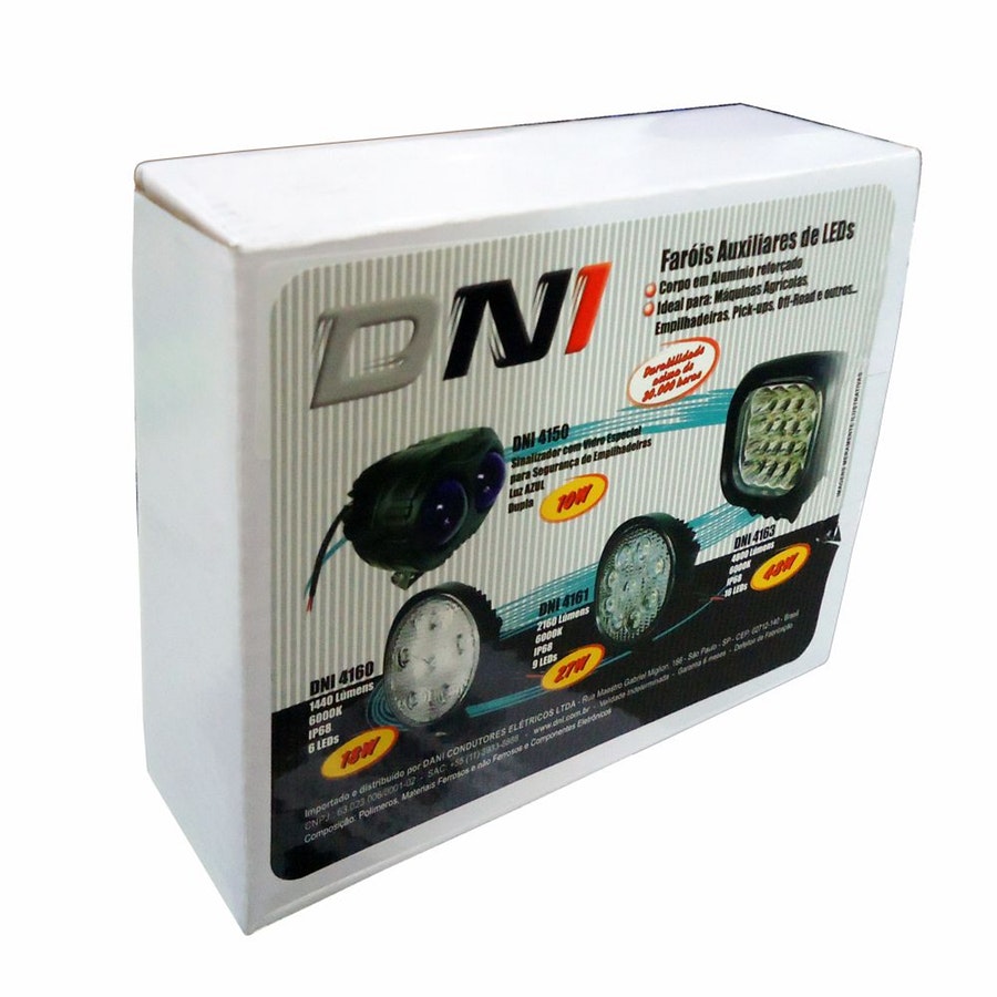 Farol de Trabalho Redondo LED 27W 9V-48V Para Máquinas Agrícolas DNI 4161 - DNI - DNI 4161 - Unitário