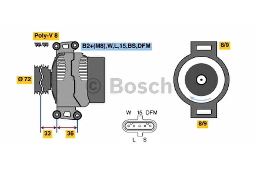 Alternador  Ncb2  28V  110A - Bosch - 0124655026 - Unitário