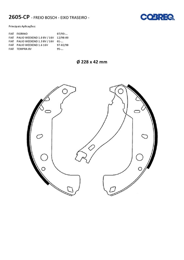 Jogo de Sapatas de Freio - Cobreq - 2605CP - Par
