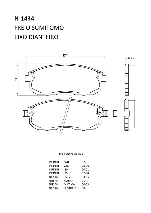 Pastilha de Freio Dianteira - Cobreq - N-1434 - Jogo