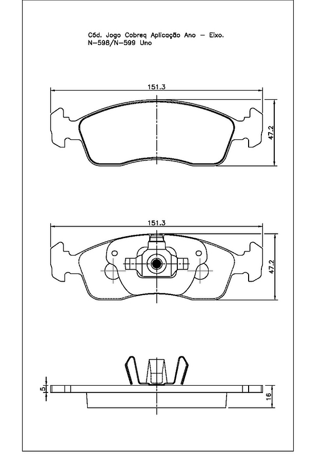 Pastilha de Freio Dianteira - Cobreq - N-598 - Jogo
