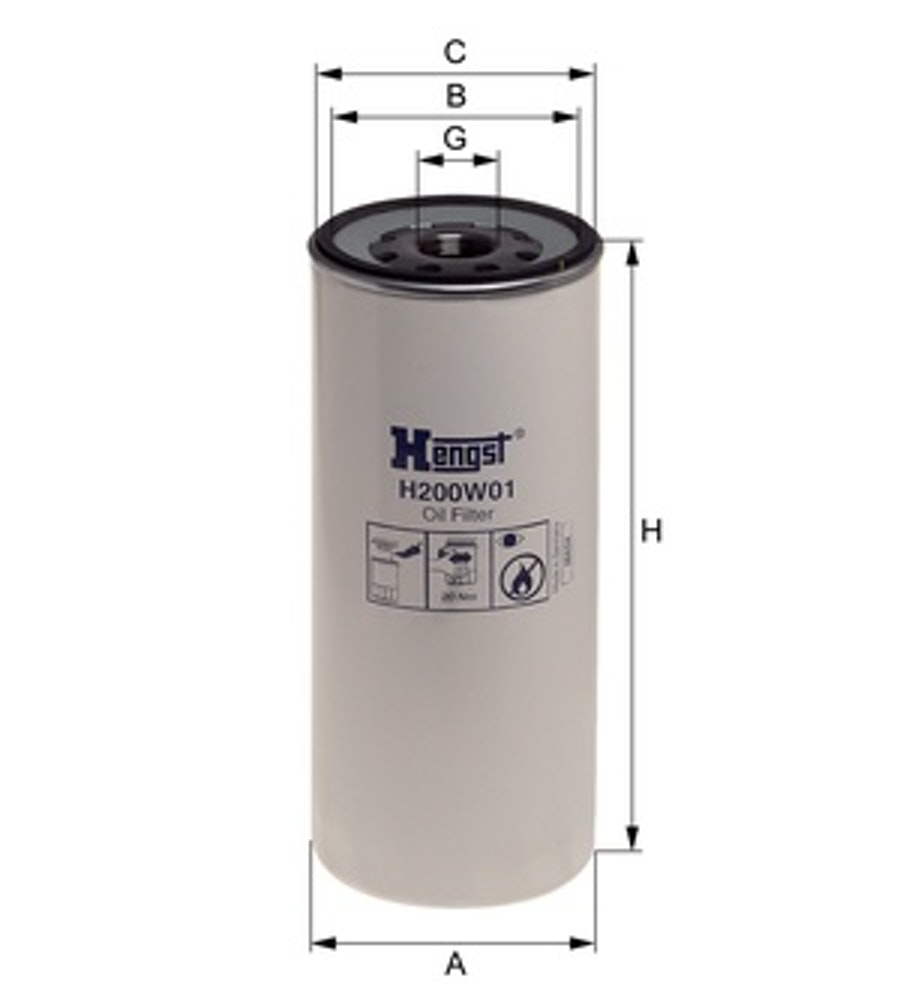 Filtro De Óleo Volvo Fh - Hengst - H200W01 - Unitário