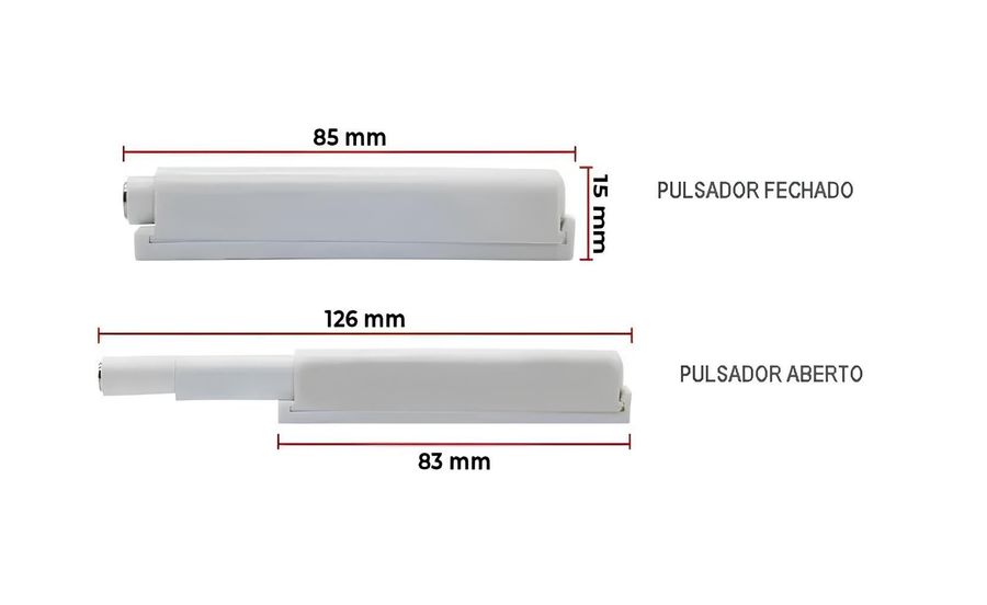 FECHO TOQUE PULSADOR MAGNÉTICO EMBUTIR BRANCO FGVTN | 21045