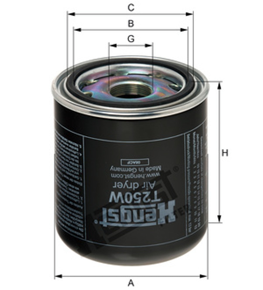 Elemento Filtro Desumidificador - Hengst - T250W - Unitário