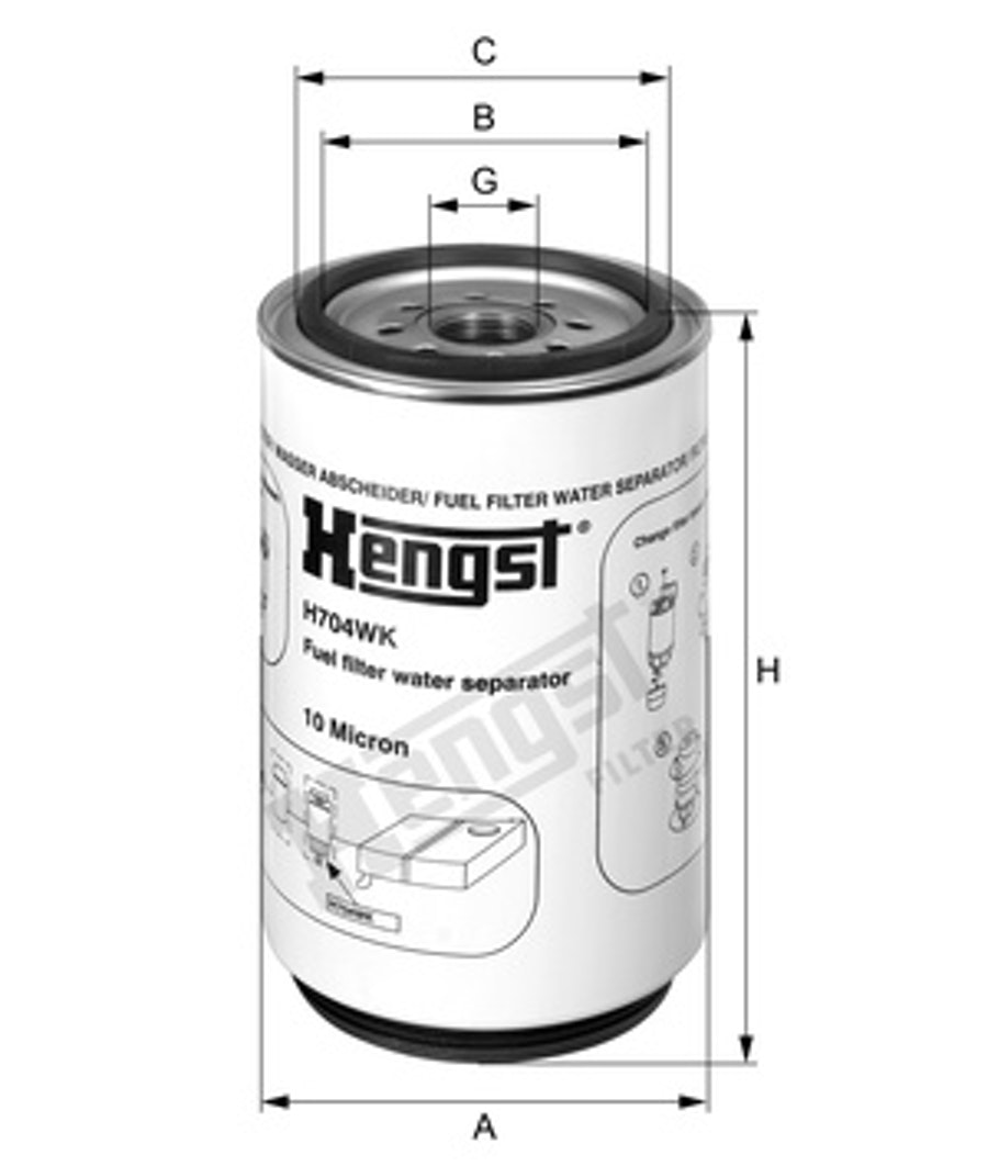 Elemento Filtro Combustível - Hengst - H704WK - Unitário