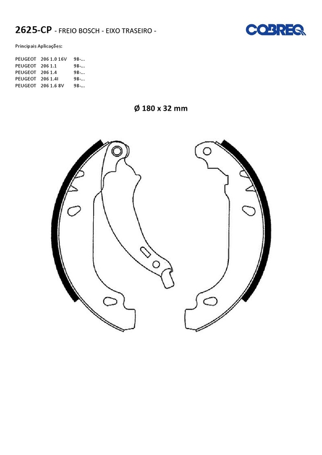 Jogo de Sapatas de Freio - Cobreq - 2625CP - Par