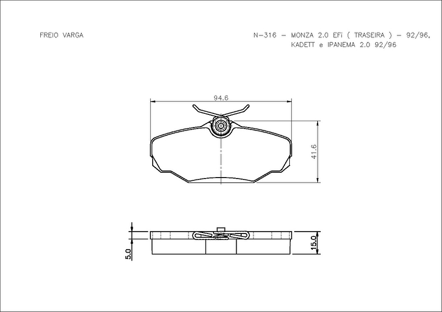 Pastilha de Freio Traseira - Cobreq - N-316 - Jogo