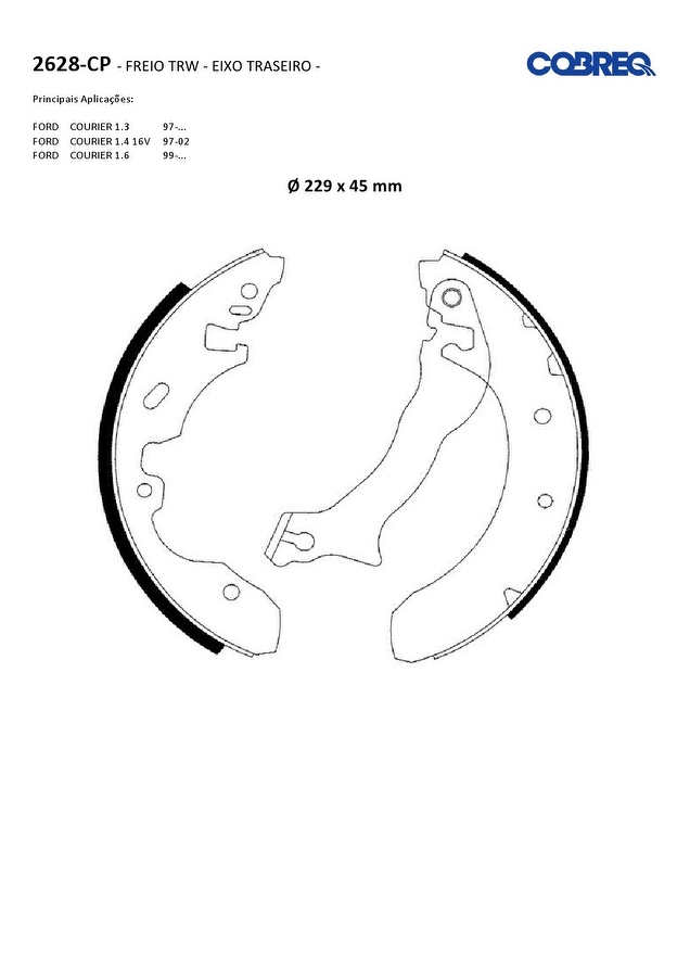 Jogo de Sapatas de Freio - Cobreq - 2628CP - Par