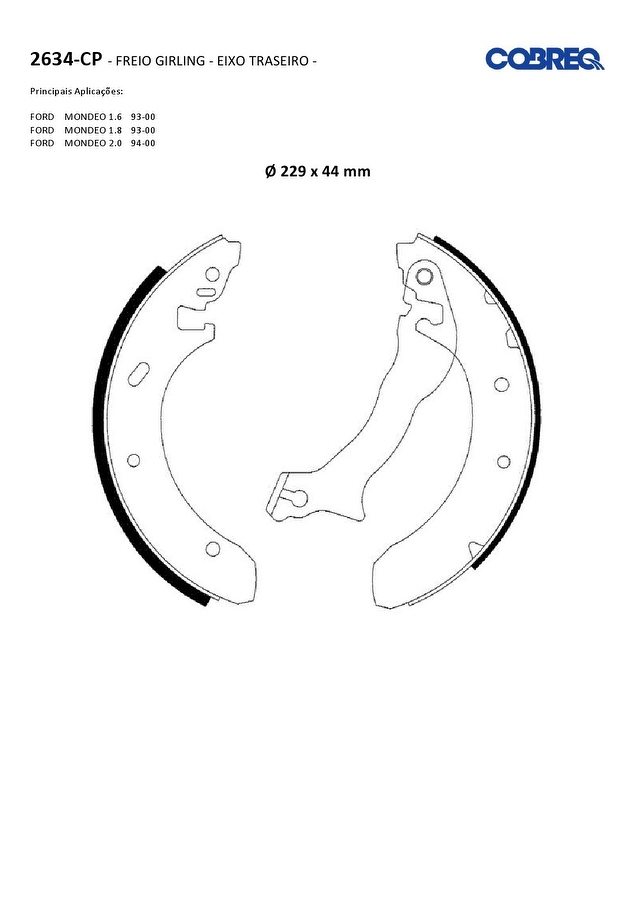 Jogo de Sapatas de Freio - Cobreq - 2634CP - Par