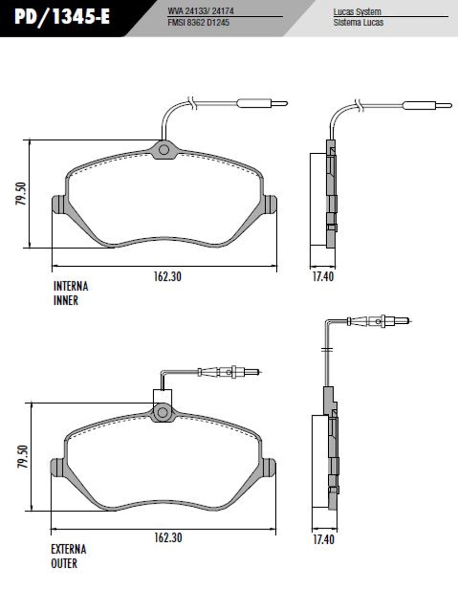 Pastilha de Freio - Fras-le - PD/1345-E - Jogo
