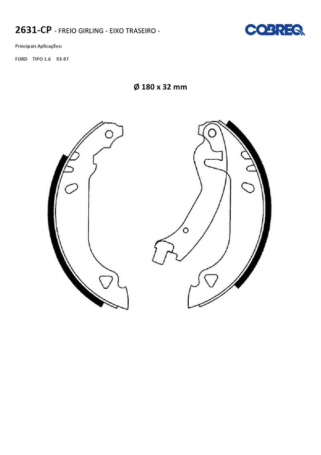 Jogo de Sapatas de Freio - Cobreq - 2631CP - Par