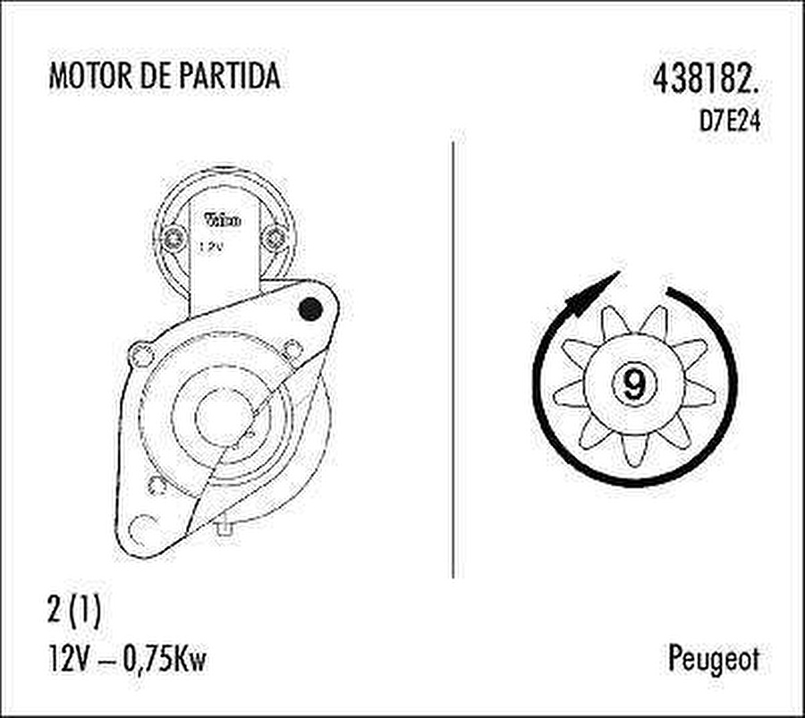 Motor de Partida - Valeo - 438182. - Unitário