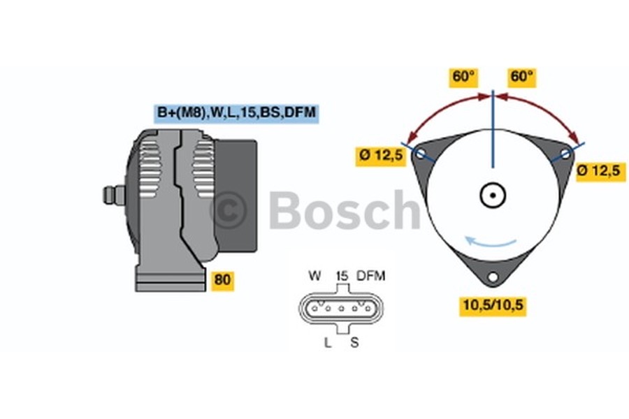 Alternador 28V 42/120A - Bosch - 0124655025 - Unitário