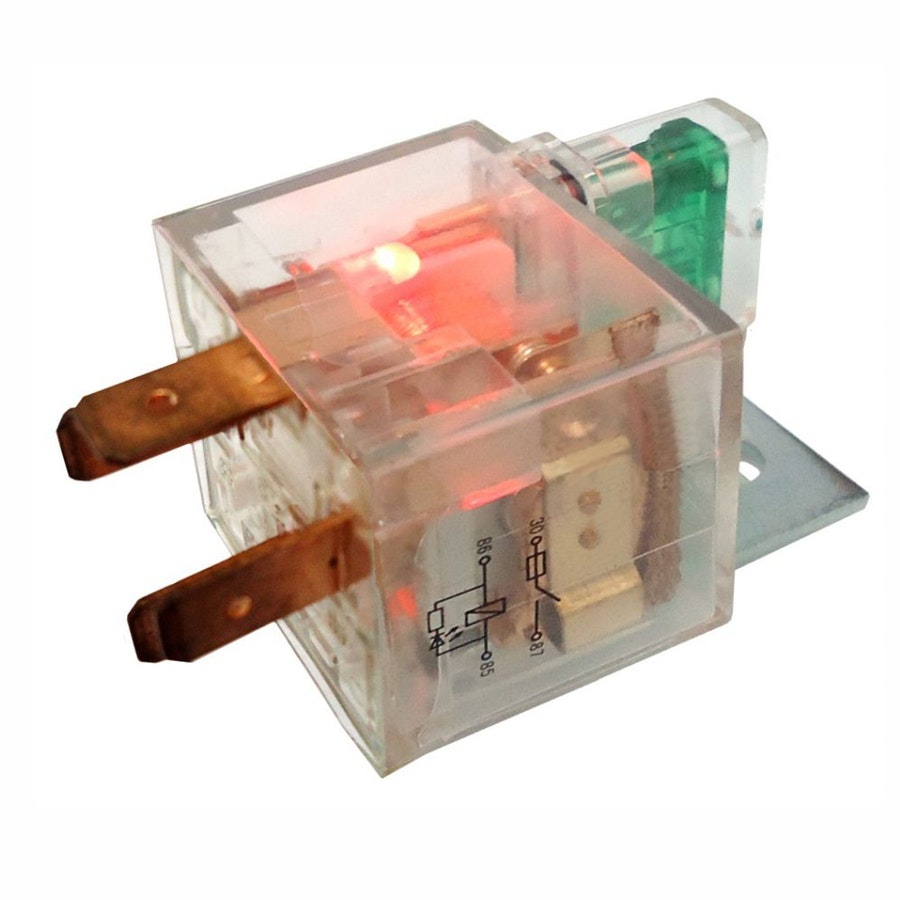 Relé Auxiliar de Acrílico com Led e Fusível de 40A - 12V 4 Terminais - DNI - DNI 8101 - Unitário