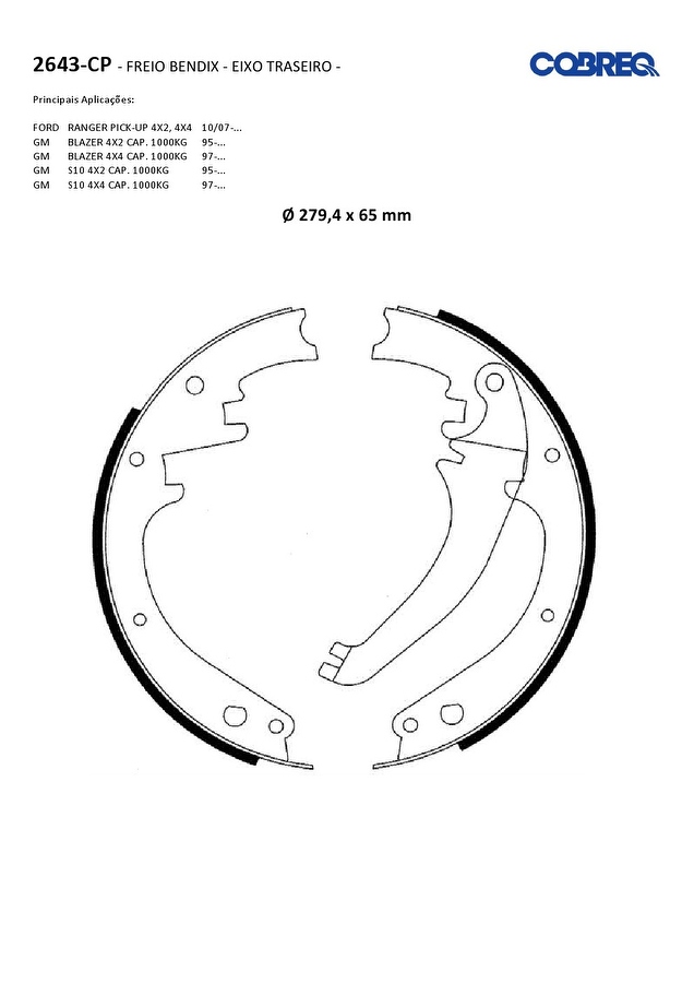 Jogo de Sapatas de Freio - Cobreq - 2643CP - Par