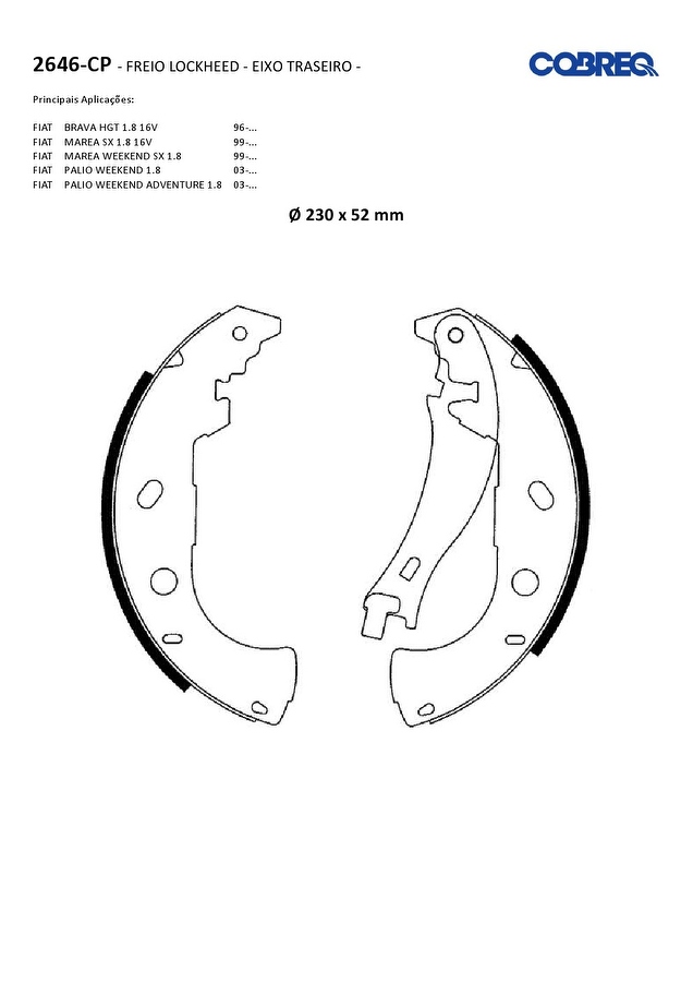 Jogo de Sapatas de Freio - Cobreq - 2646CP - Par