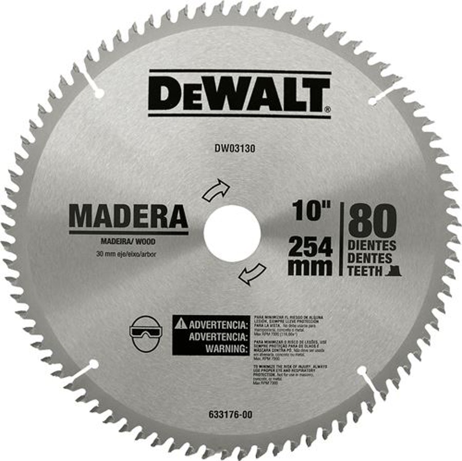 Lâmina Serra Circular 254x30mm 80 Dentes para Madeira - DeWalt - DW03130 - Unitário